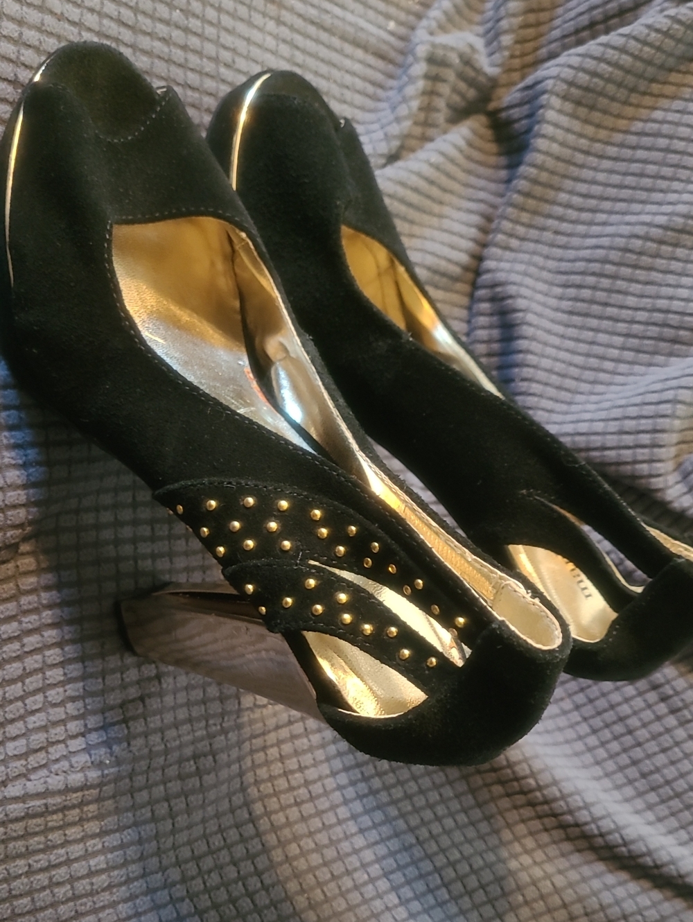 Black Studded Women's Pump Elegant Evening Heels
